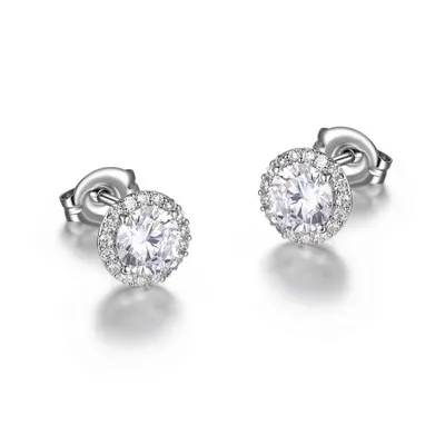 Reign sterling silver & cubic zirconia round halo stud earrings