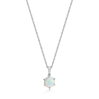 Reign sterling silver created opal solitaire necklace