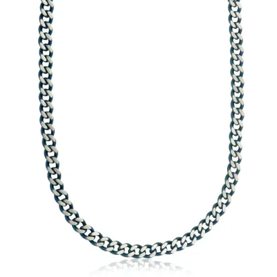 Steelx stainless steel 7.5mm blue plated curb chain necklace 20""