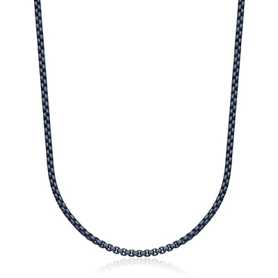 Steelx stainless steel 3.5mm matte blue plated round box chain necklace 24""