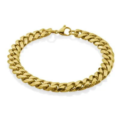 Steelx stainless steel 10mm gold plated curb chain bracelet 9""