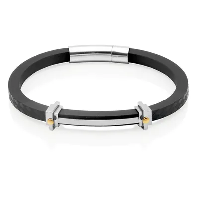 Steelx stainless steel silicone id bracelet with gold ionic plating