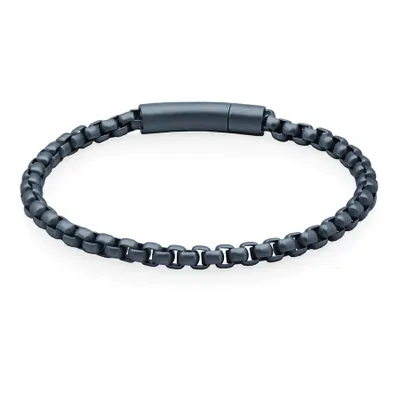 Steelx stainless steel 5mm matte blue plated round box chain bracelet 8.5""