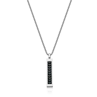 Steelx stainless steel black cubic zirconia bar necklace 24""