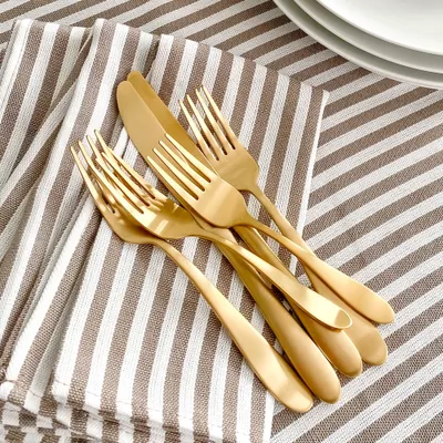 Gold-plated 20-piece flatware set by david shaw