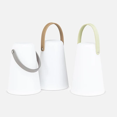 Set of 3 cone shaped lanterns with handle - white gold - white gold