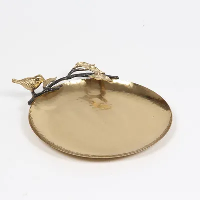 Gold tray with bird