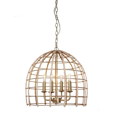 4-light rattan and metal ceiling lamp by luce lumen