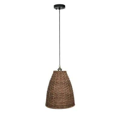 12'' brown rattan ceiling lamp by luce lumen