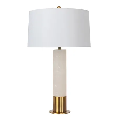 26""h alabaster brushed gold accents column table lamp by luce lumen - industrial gold