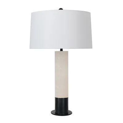 26""h alabaster matte black accent metal column table lamp by luce lumen