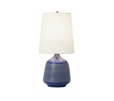 21""h midnight blue ceramic table lamp by luce lumen