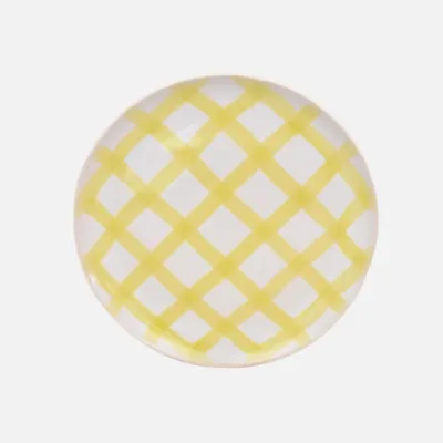 Milo checkered dinner plate - yellow