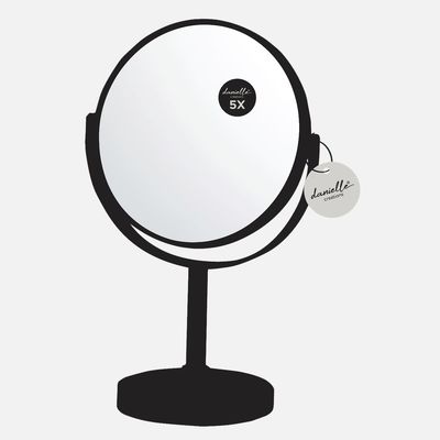 Miroir de coiffeuse rond 5x « danielle » - noir mat