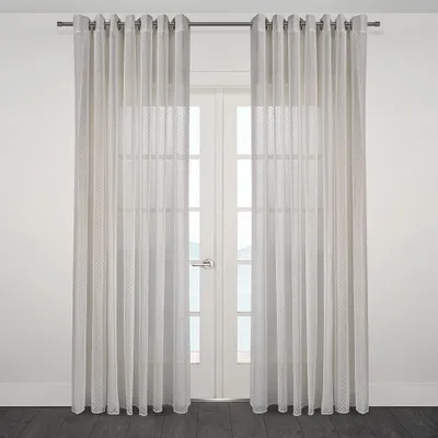 Prada semi sheer jacquard grommet curtain - 108"" x 84""