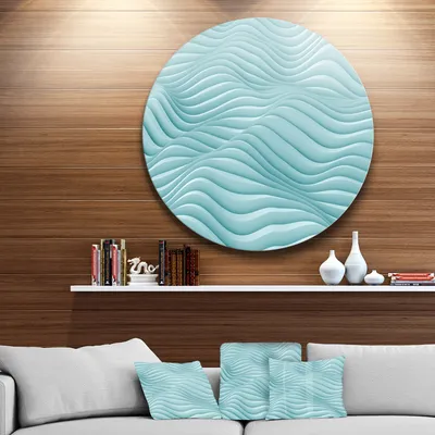 Fractal rippled blue 3d waves metal wall art