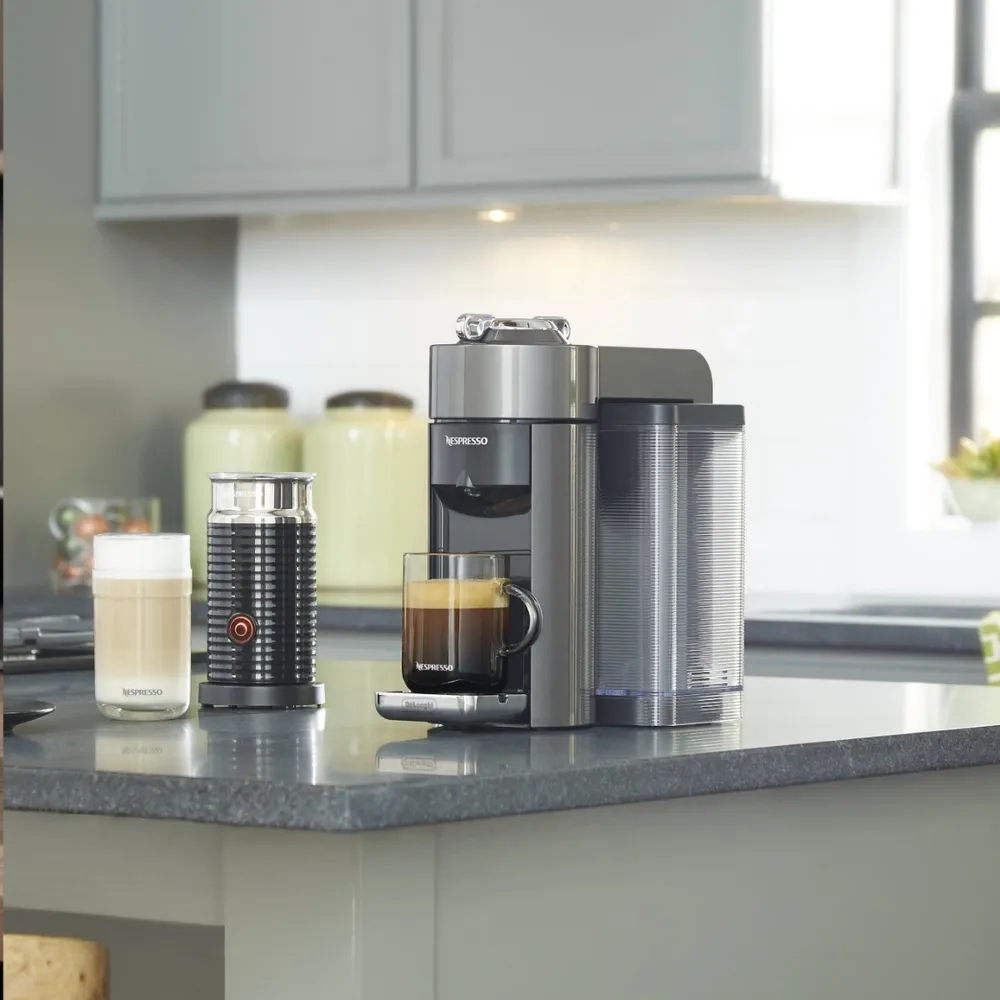 Nespresso® vertuo deluxe coffee and espresso machine with aeroccino graphite metal by de'longhi
