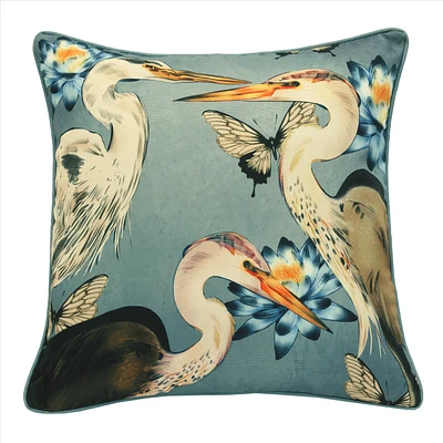 Printed outdoor cushion - birds - multi - 18""x18""