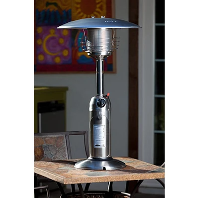 Table top propane patio heater - stainless steel