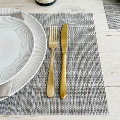 Silver grey stripe placemat - 12""x18""