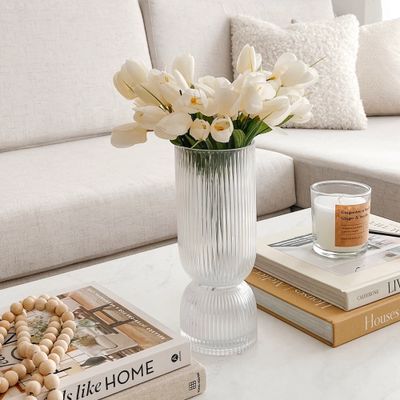 Vase en verre lustré blanc « cascade » par torre & tagus