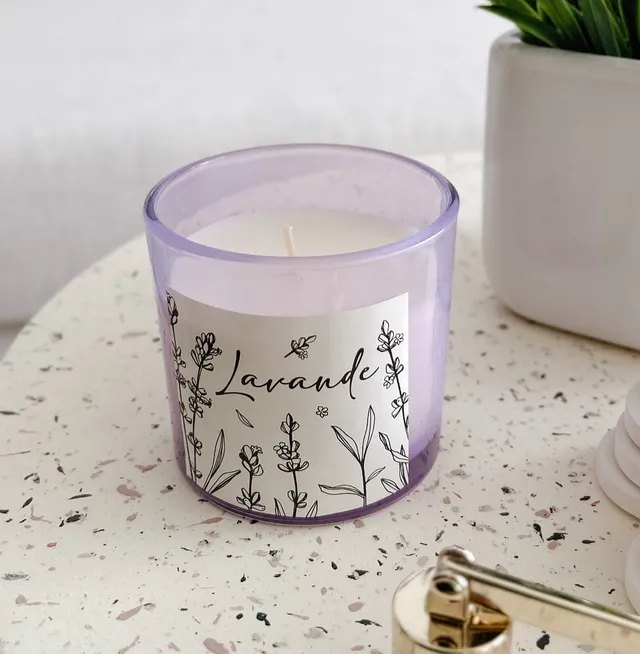 Glass candle in jar - purple lavander