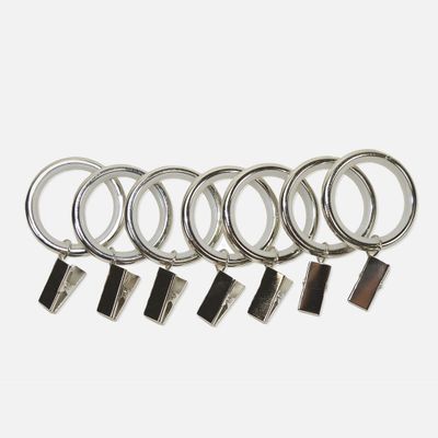Brushed nickel silent glide clip rings