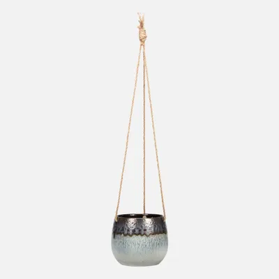 Small ombre glaze hanging planter - ombre blue