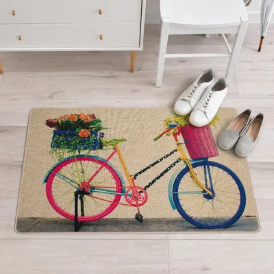 Bicycle multicolour doormat - natural