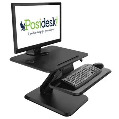 Sit-stand pedestal desk with wireless charger - black