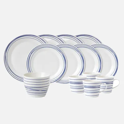 1815 pacific blue lines 16-piece dinnerware set by royal doulton