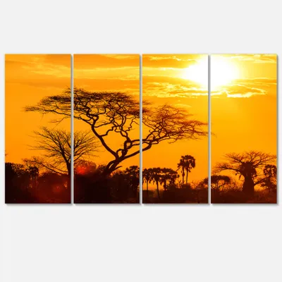 Orange glow of african sunset canvas wall art panels