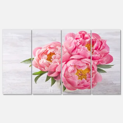 Bunch of peony flowers in vase canvas wall art