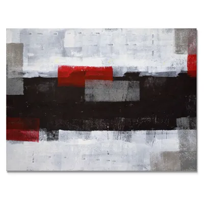 grey and red abstract art painting - x