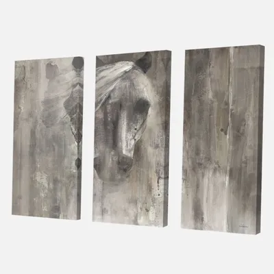 Farm horsetoile canvas wall art print - 48"" x 32"" - 3 panels - canvas only