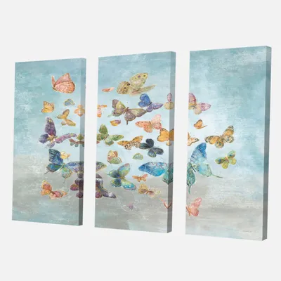 Butterflies dancing i canvas wall art - 48"" x 32"" - 3 panels - canvas only