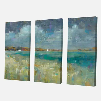 Sky and sea canvas wall art - 48"" x 32"" - 3 panels - canvas only