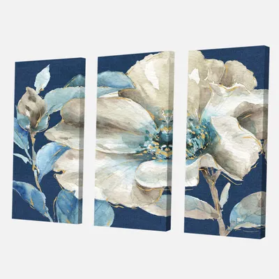 Indigold watercolor flower i canvas wall art
