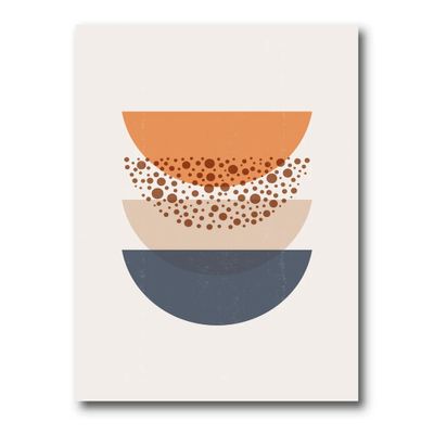 Toile « abstract sun & moon geometrics in blue & orange » - beige