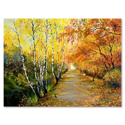 River in the autumn woods canvas wall art print
