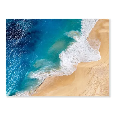 Turquoise waves breaking at the sandy beach iii canvas wall art print - 44"" x 34"" - canvas only