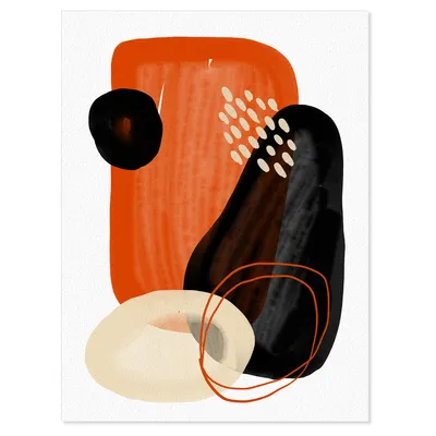 Organic minimalistic shapes in retro colors iii canvas wall art print - 30"" x 40"" - canvas only