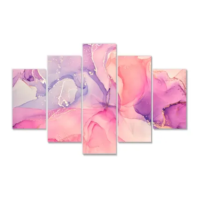 Pink and purple abstract marble texture i canvas wall art print - panels