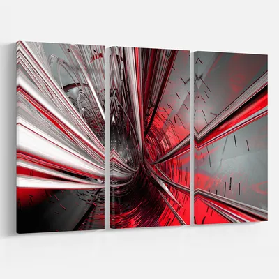 Fractal 3d deep into middle art rectangular canvas print - red - 36"" x 28"" - 3 panels - canvas only