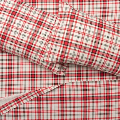 Red plaid flannel sheet set