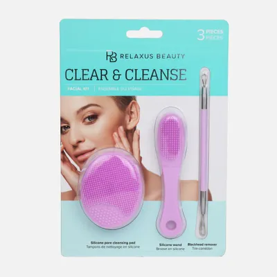 3-piece clear & cleanse facial kit - lavender