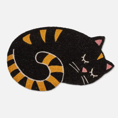 Curled up cat doormat - natural - 18""x30""
