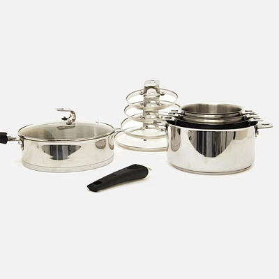 Starfrit the rock t-lock stainless steel cookware set, 12 pieces - 5639 - 8867
