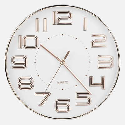 White head and gold numbers wall clock - white gold