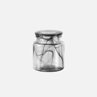 Swirl smoke cotton jar - clear black